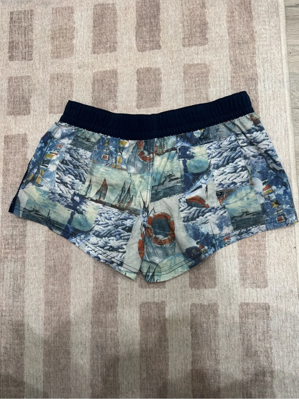 Salt Life Women's Nautical Print Swim Coverup Shorts - Teal, Navy, Cream